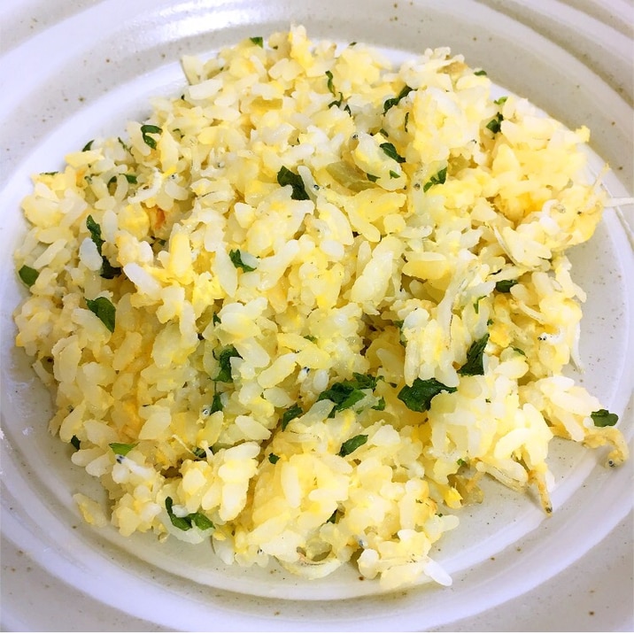 調味料なし❗️カリカリ梅・じゃこ・大葉の炒飯✨